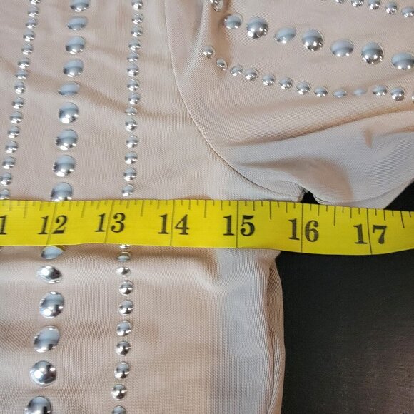 Lizette Collection Sheer Blouse Size L - Silver Studded Front - Picture 11 of 11